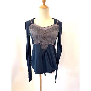 VTG Transit Par Such Italian Whimsigoth Layered Lace Embroidered Top Medium Y2K